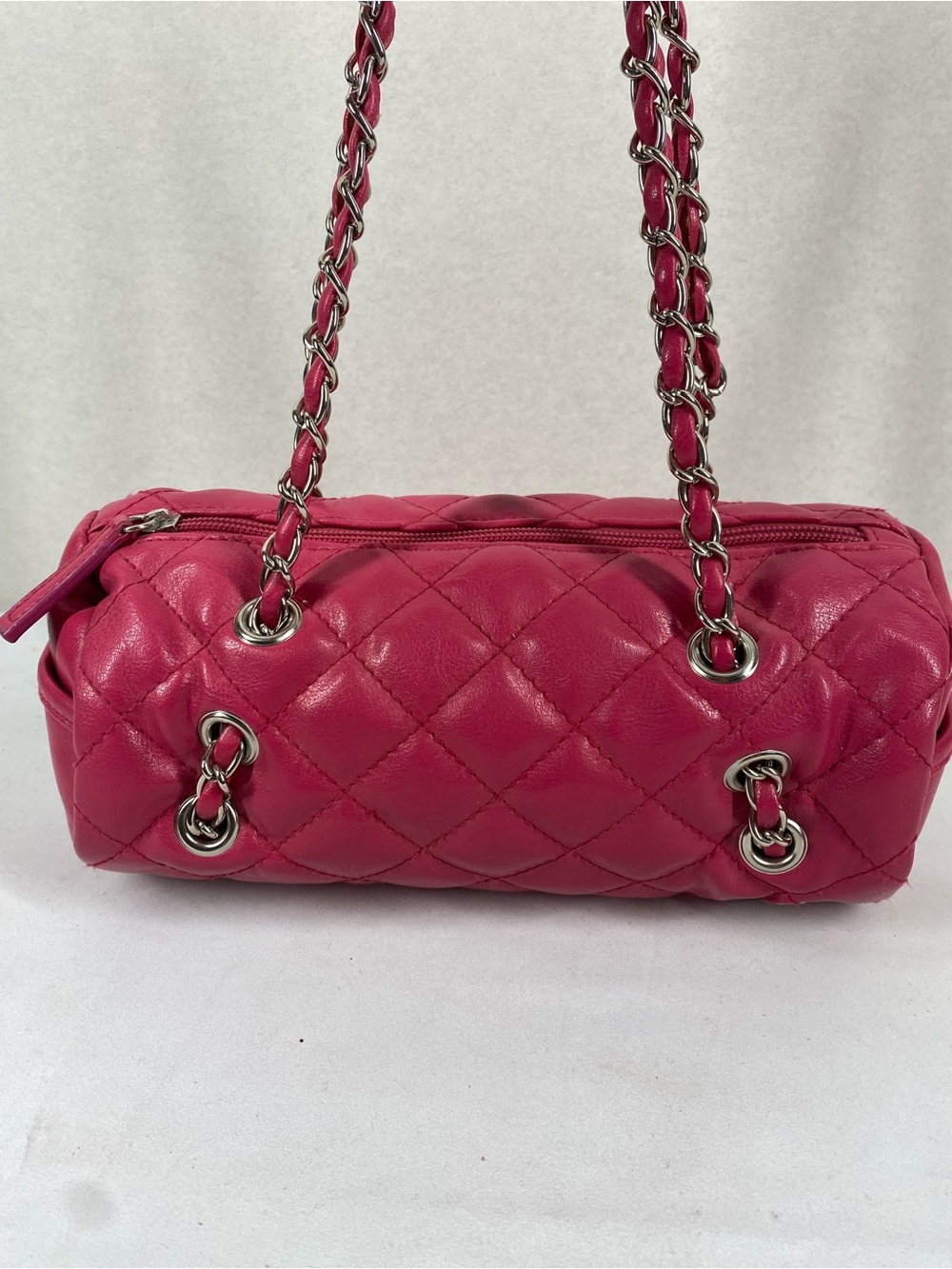 Chateau Quilted Pink Chain-Handle Tote